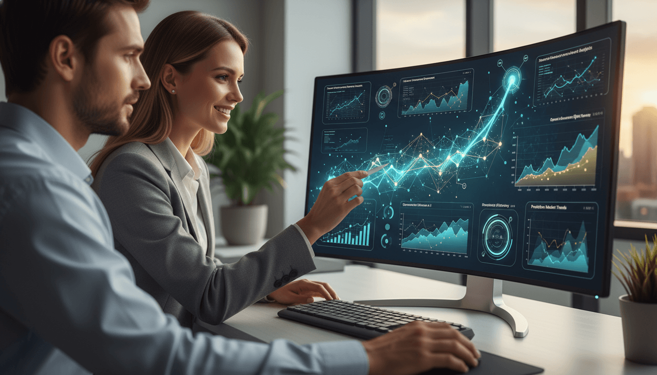 Data-analyse en AI-visualisatie op een groot scherm